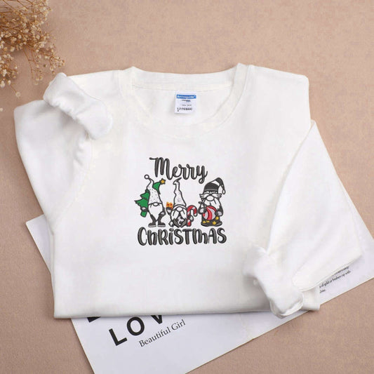 Eembroidered Custom Sweatshirts, Merry Christmas Embroidered Sweatshirt 2D Crewneck Sweatshirt For Christmas, Christmas Gift