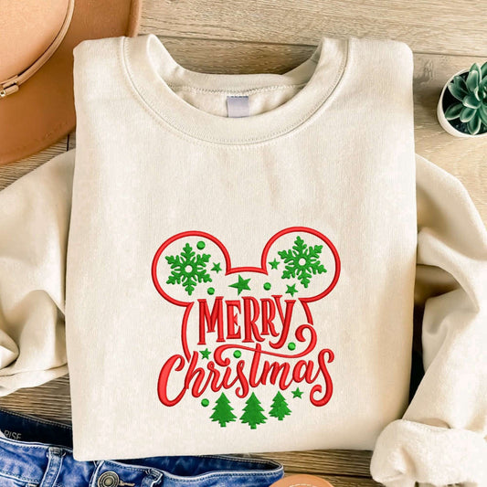 Eembroidered Custom Sweatshirts, Merry Christmas Embroidered Sweatshirt, Christmas Embroidery Crewneck For Family, Christmas Gift