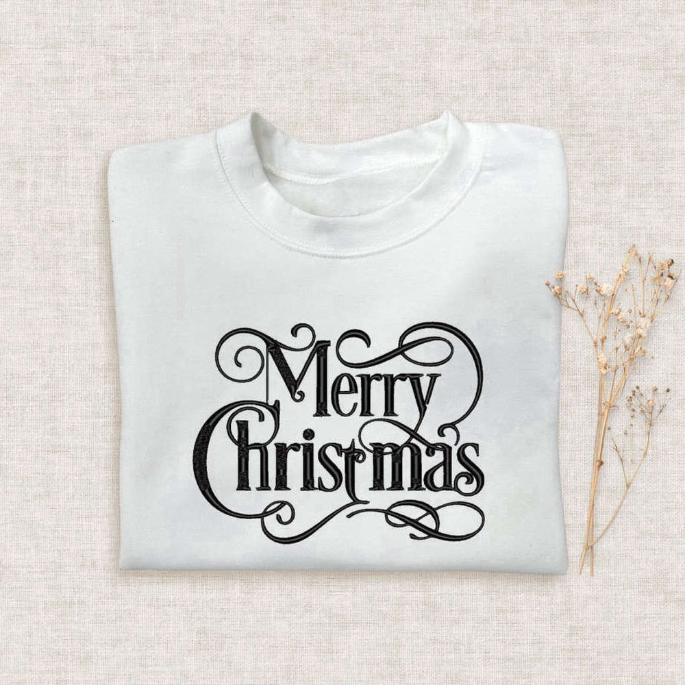 Eembroidered Custom Sweatshirts, Merry Xmas Embroidered Halloween Sweatshirt 2D Crewneck Sweatshirt For Men Women, Christmas Gift