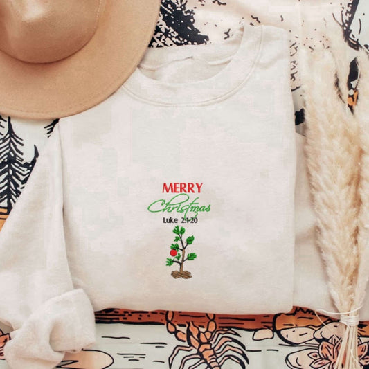 Eembroidered Custom Sweatshirts, Mery Christmas Embroidery Sweatshirt, Luke Embroidery Sweatshirt For Family, Christmas Gift