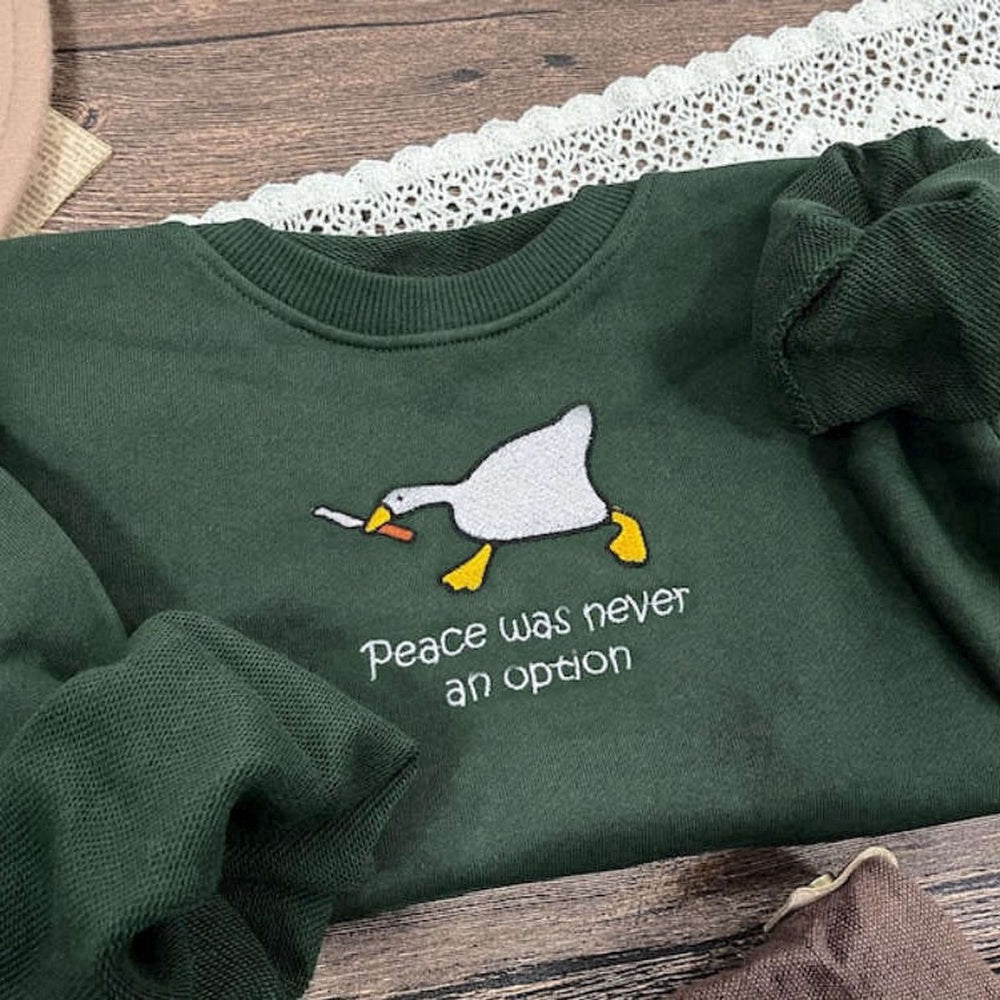 Eembroidered Custom Sweatshirts, Murder Duck Embroidered Sweatshirt 2D Crewneck Sweatshirt For Women And Men, Christmas Gift