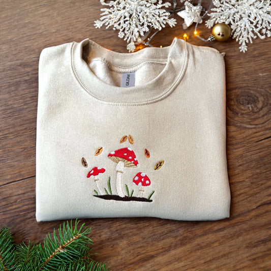 Eembroidered Custom Sweatshirts, Mushroom Embroidered Sweatshirt, Mushroom Lovers Gift, Gifts For Mom, Christmas Gift
