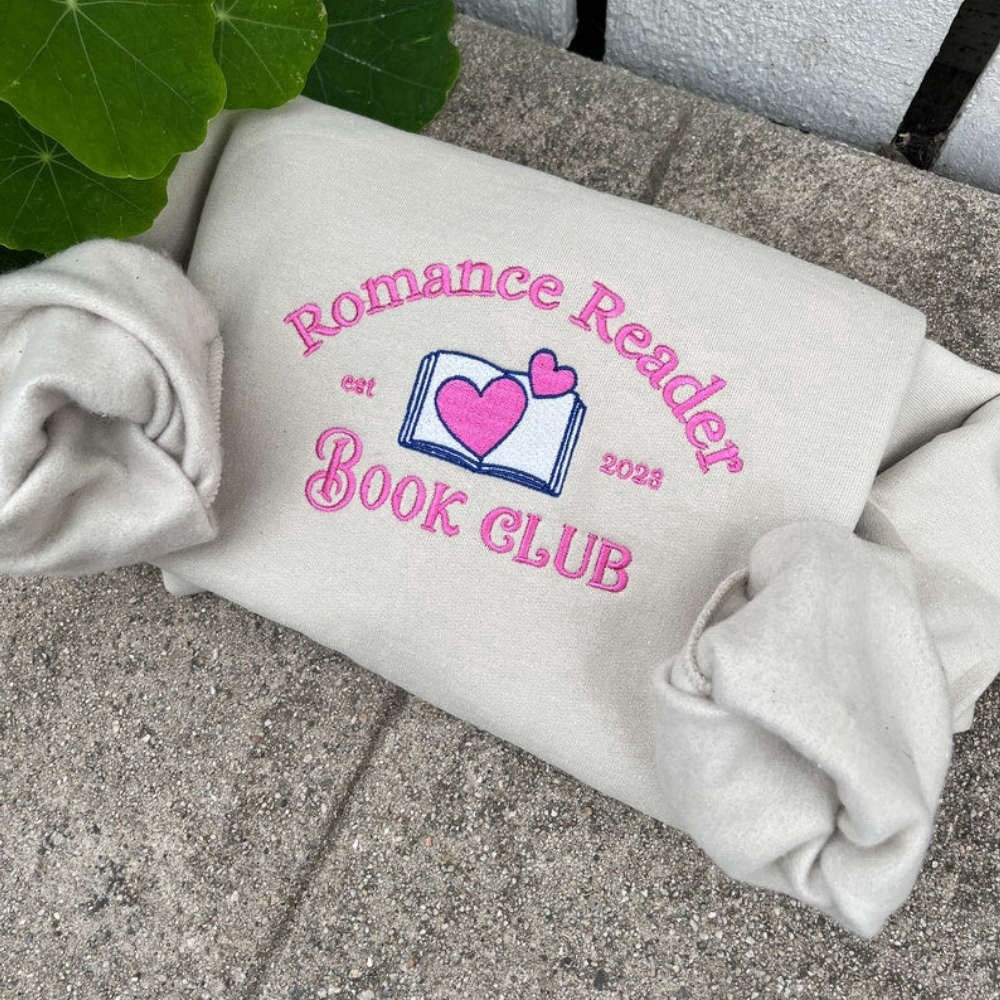 Eembroidered Custom Sweatshirts, Reader Book Club Embroidered Sweatshirt 2D Crewneck Sweatshirt For Family, Christmas Gift