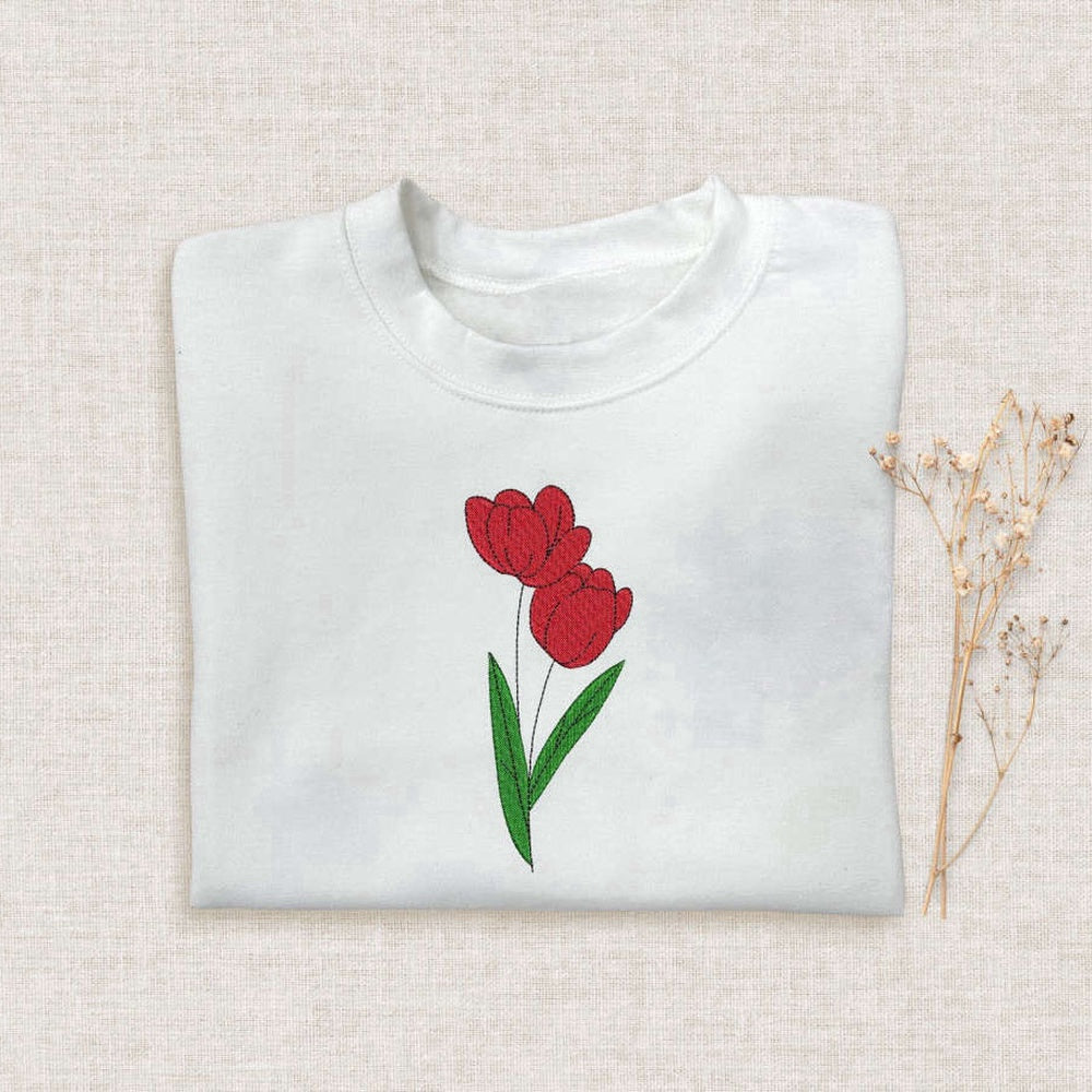 Eembroidered Custom Sweatshirts, Rose Embroidered Halloween Sweatshirt 2D Crewneck Sweatshirt For Men Women, Christmas Gift