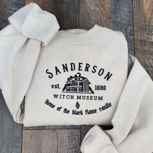 Eembroidered Custom Sweatshirts, Sanderson Witch Museum Embroidered Sweatshirt 2D Crewneck Sweatshirt For Family, Christmas Gift