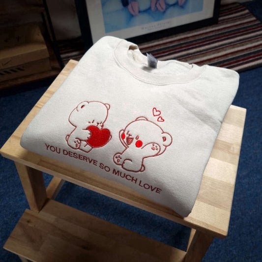 Eembroidered Custom Sweatshirts, Spread Love Embroidered Sweatshirt 2D Crewneck Sweatshirt Best Gift For Family, Christmas Gift