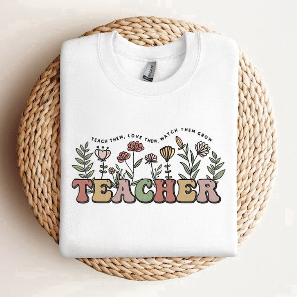 Eembroidered Custom Sweatshirts, Teacher Embroidered Sweatshirt 2D Crewneck Sweatshirt For Men Women, Christmas Gift