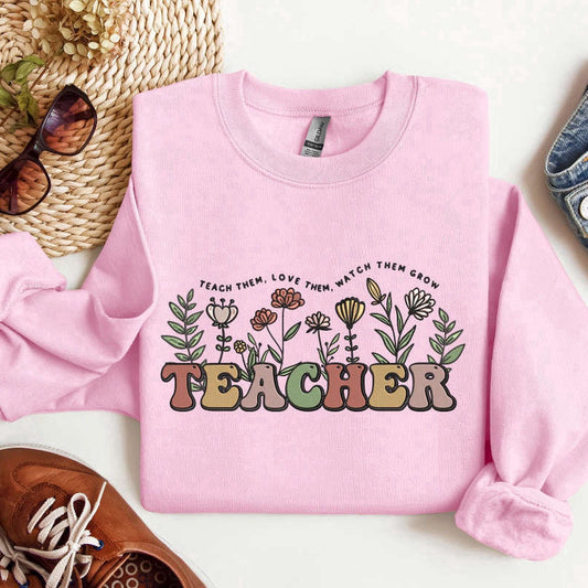 Eembroidered Custom Sweatshirts, Teacher Embroidered Sweatshirt, Teacher Crewneck Sweatshirt Gift For Teacher, Christmas Gift