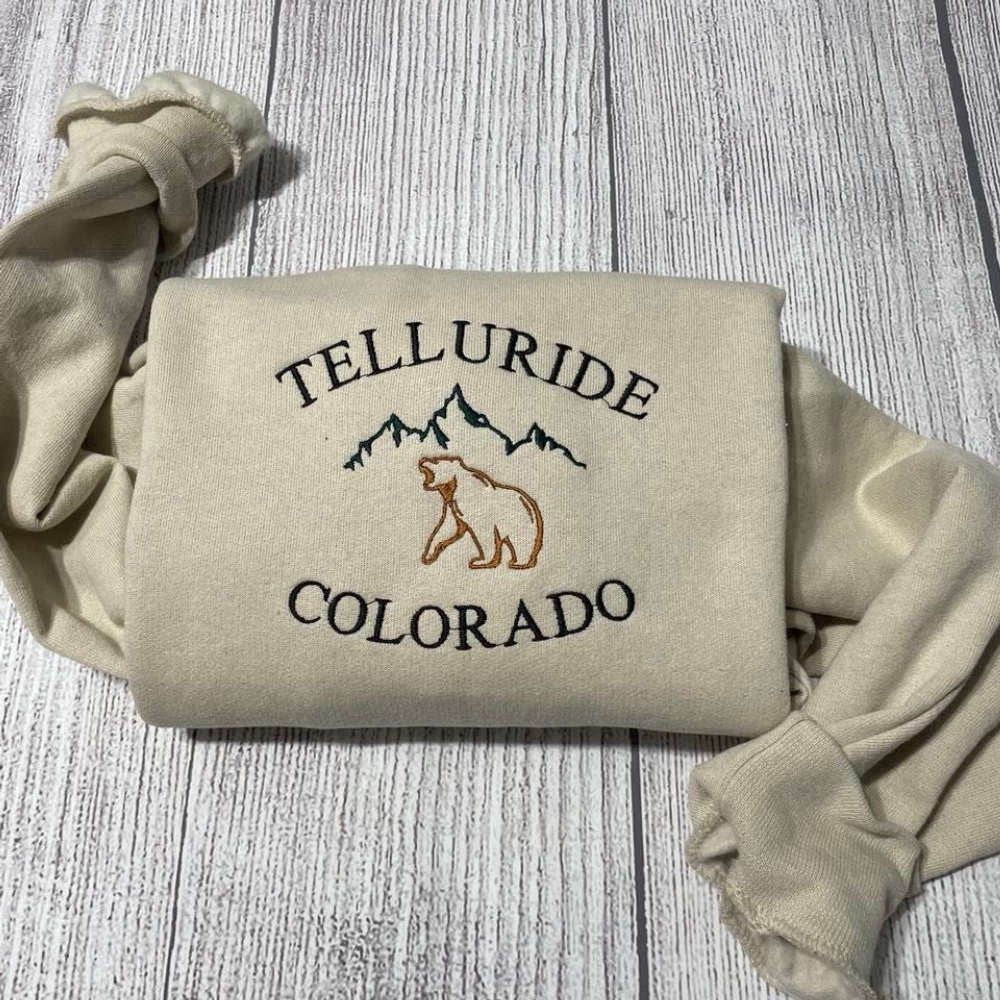 Eembroidered Custom Sweatshirts, Telluride Colorado Embroidered Sweatshirt 2D Crewneck Sweatshirt For Men Women, Christmas Gift