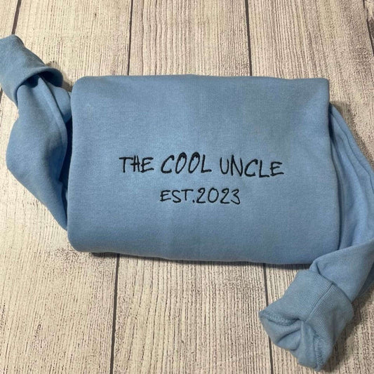 Eembroidered Custom Sweatshirts, The Cool Uncle Custom Embroidered Sweatshirt 2D Crewneck Sweatshirt For Family, Christmas Gift