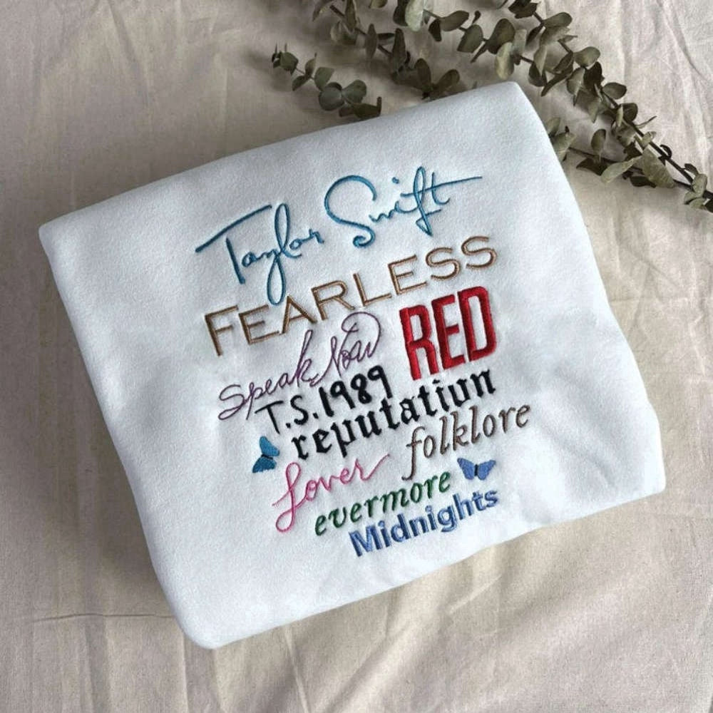 Eembroidered Custom Sweatshirts, The Eras Tour Taylor Embroidered Sweatshirt 2D Crewneck Sweatshirt Gift For Fan, Christmas Gift