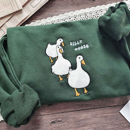 Eembroidered Custom Sweatshirts, Three Goose Embroidered Sweatshirt 2D Crewneck Sweatshirt For Women And Men, Christmas Gift