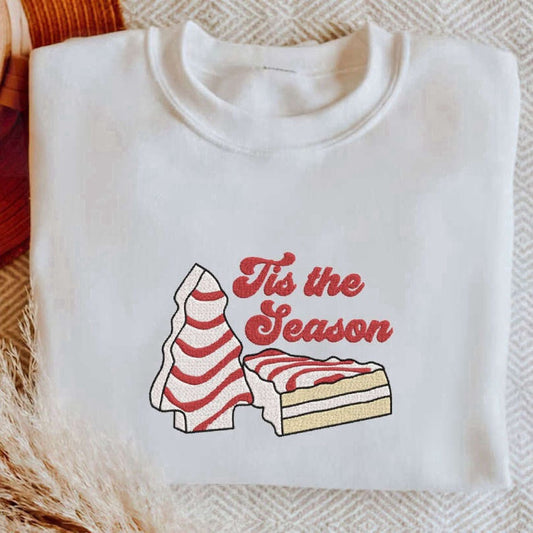 Eembroidered Custom Sweatshirts, Tis The Season, Embroidered Tis The Season Sweatshirt, Gift For Christmas, Christmas Gift