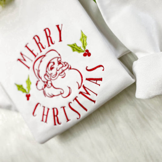 Eembroidered Custom Sweatshirts, Vintage Santa Christmas Embroidered Sweatshirt, Best Gift For Christmas, Christmas Gift