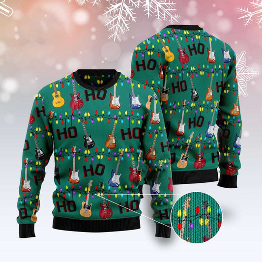 Electric Guitar Hohoho Ugly Christmas Sweater, Funny Xmas Sweater, Sweater Xmas