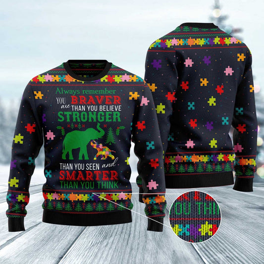 Elephant Autism Awareness Ugly Christmas Sweater, Funny Xmas Sweater, Sweater Xmas