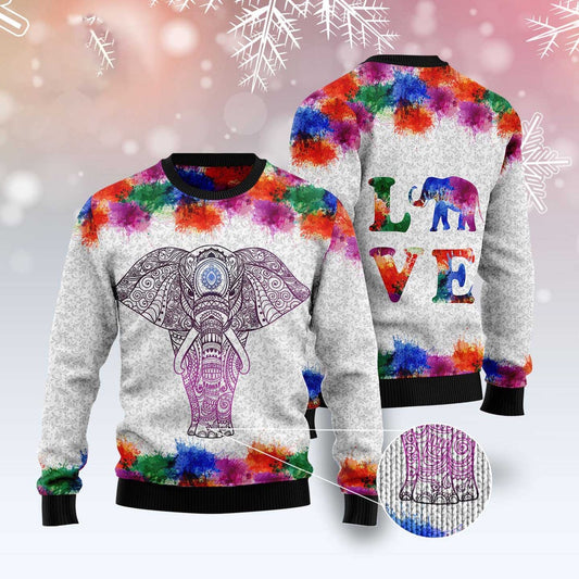Elephant Mandala Color Ugly Christmas Sweater, Funny Xmas Sweater, Sweater Xmas