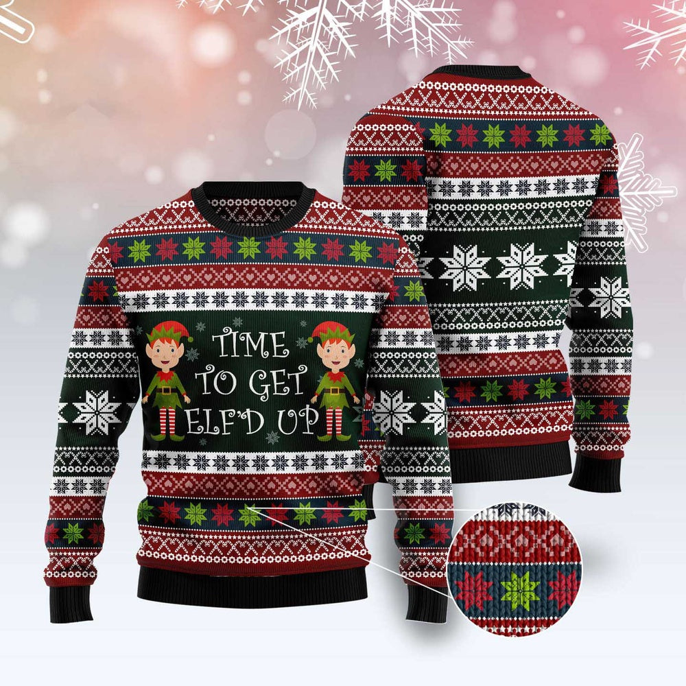 Elf Time Ugly Christmas Sweater, Funny Xmas Sweater, Sweater Xmas