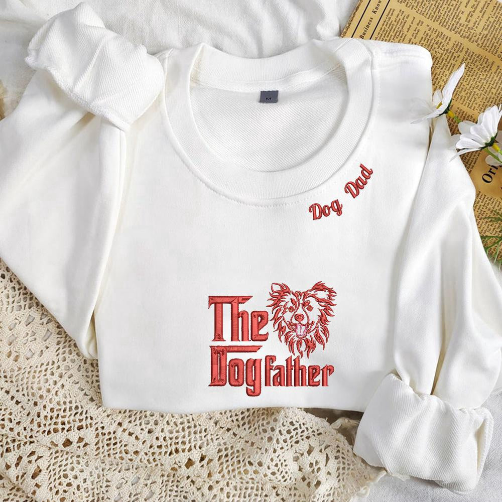Embroidered Christmas Sweatshirts, Custom Border Collie Dog Dad Sweatshirt Embroidered Collar 1