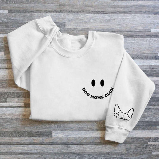 Embroidered Christmas Sweatshirts, Custom Dog Mom Club Embroidered Sweatshirt 2D Crewneck Sweatshirt Gift For Family