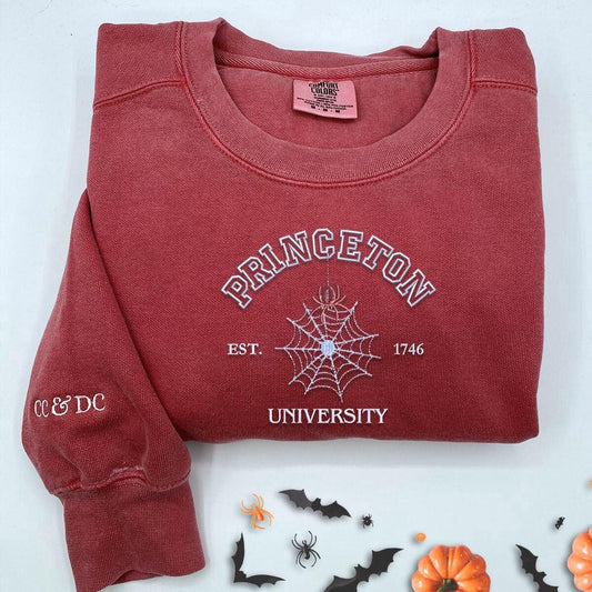Embroidered Christmas Sweatshirts, Custom Embroidered University Spiderweb Halloween Sweatshirt