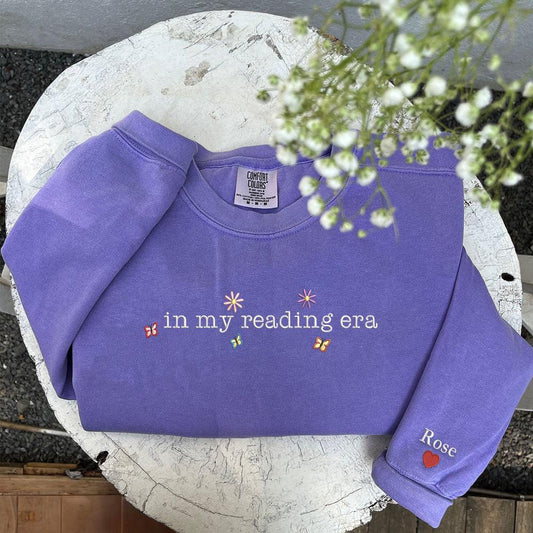 Embroidered Christmas Sweatshirts, Embroidered In My Reading Era 1 Sweatshirt