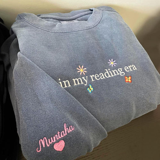 Embroidered Christmas Sweatshirts, Embroidered In My Reading Era Sweatshirt