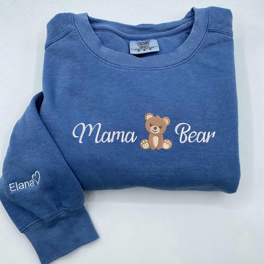 Embroidered Christmas Sweatshirts, Embroidered Mama Bear Sweatshirt