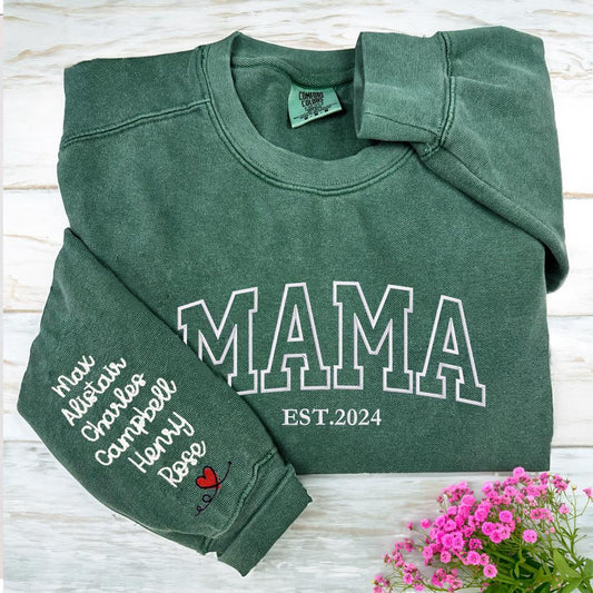 Embroidered Christmas Sweatshirts, Embroidered Mama Sweatshirt