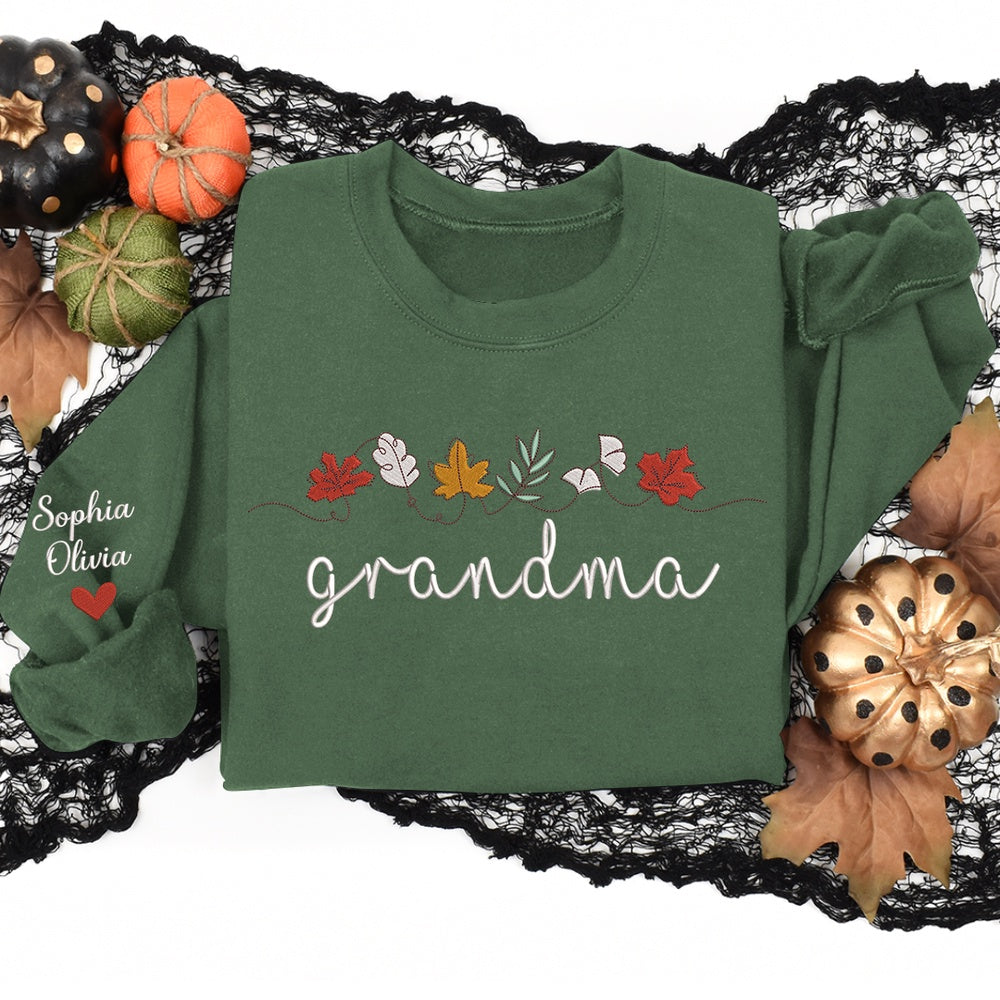 Embroidered Sweatshirt, Autumn Embroidered Sweatshirt For Give Grandma