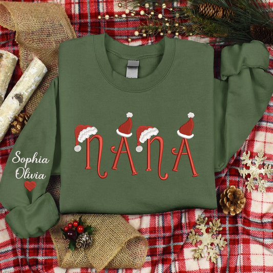 Embroidered Sweatshirt, Christmas Design Font Embroidered Sweatshirt For Give Grandma