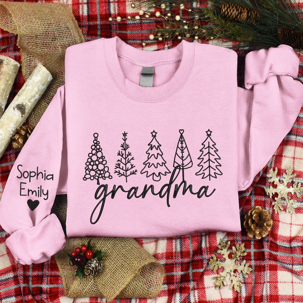 Embroidered Sweatshirt, Christmas Embroidered Sweatshirt Tree For Give Grandma