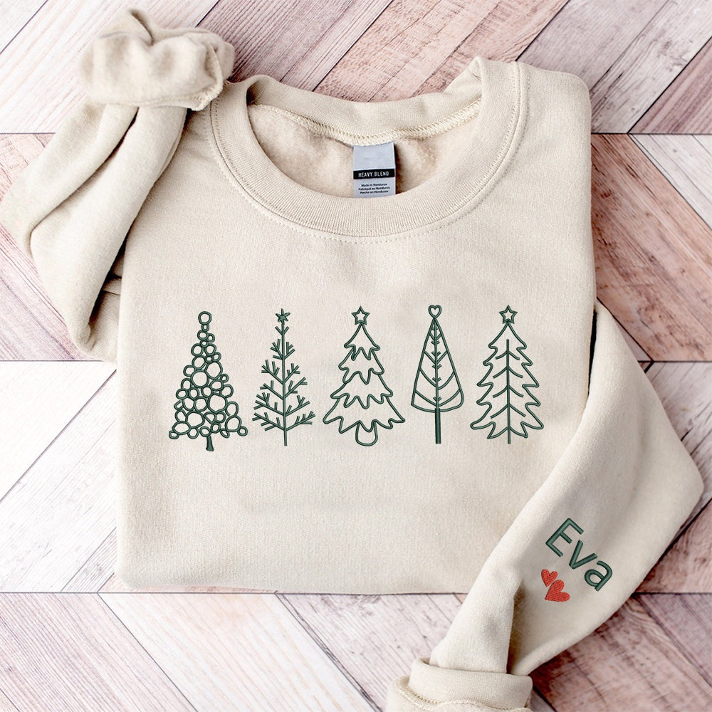Embroidered Sweatshirt, Christmas Tree Embroidered Sweatshirt, Christmas Sweatshirt, Embroidered Christmas Sweatshirt