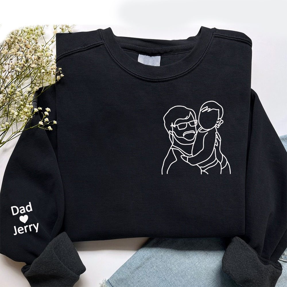 Embroidered Sweatshirt, Custom Dad Embroidered Portrait From Photo Sweatshirt,Custom Photo Embroidered Sweatshirt