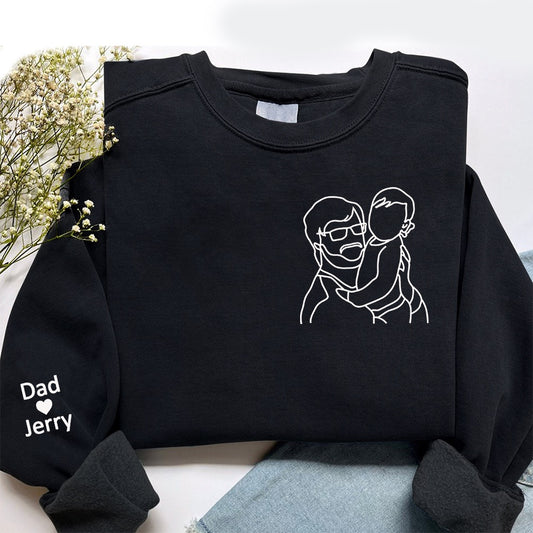 Embroidered Sweatshirt, Custom Dad Embroidered Portrait From Photo Sweatshirt,Custom Photo Embroidered Sweatshirt