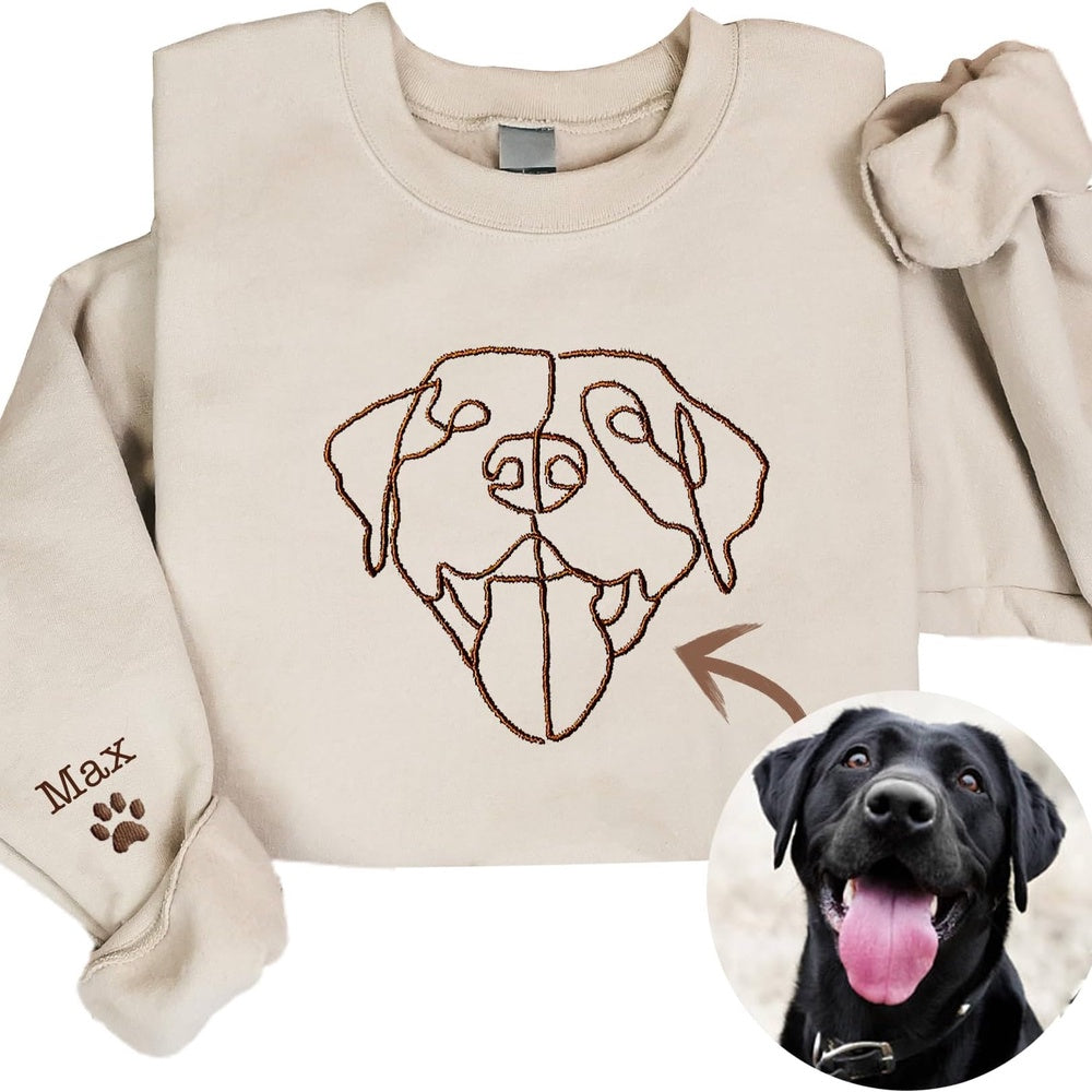 Embroidered Sweatshirt, Custom Embroidered Dog Sweatshirt, Personalised One Line Pet Sweatshirt