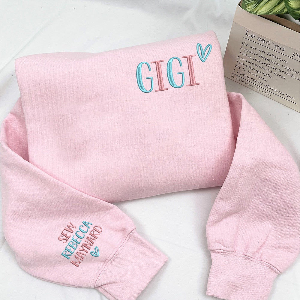 Embroidered Sweatshirt, Custom Embroidered Gigi Color Sweatshirt