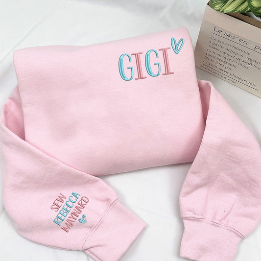 Embroidered Sweatshirt, Custom Embroidered Gigi Color Sweatshirt