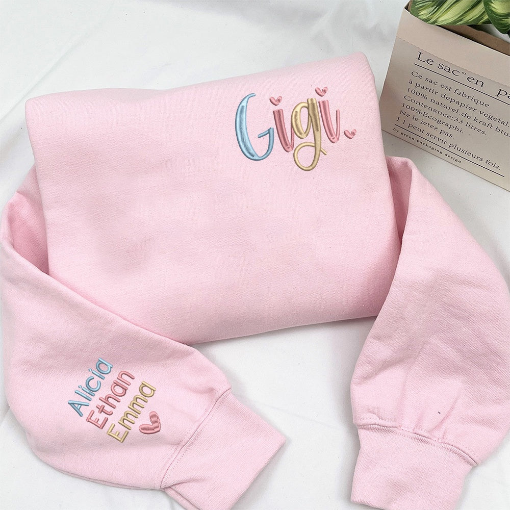 Embroidered Sweatshirt, Custom Embroidered Gigi Trend Sweatshirt