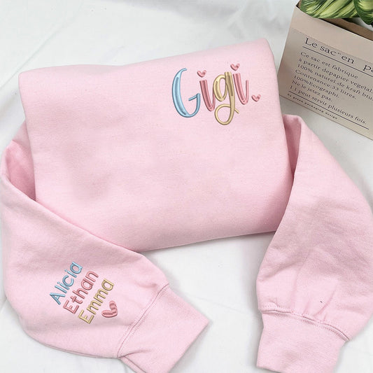 Embroidered Sweatshirt, Custom Embroidered Gigi Trend Sweatshirt