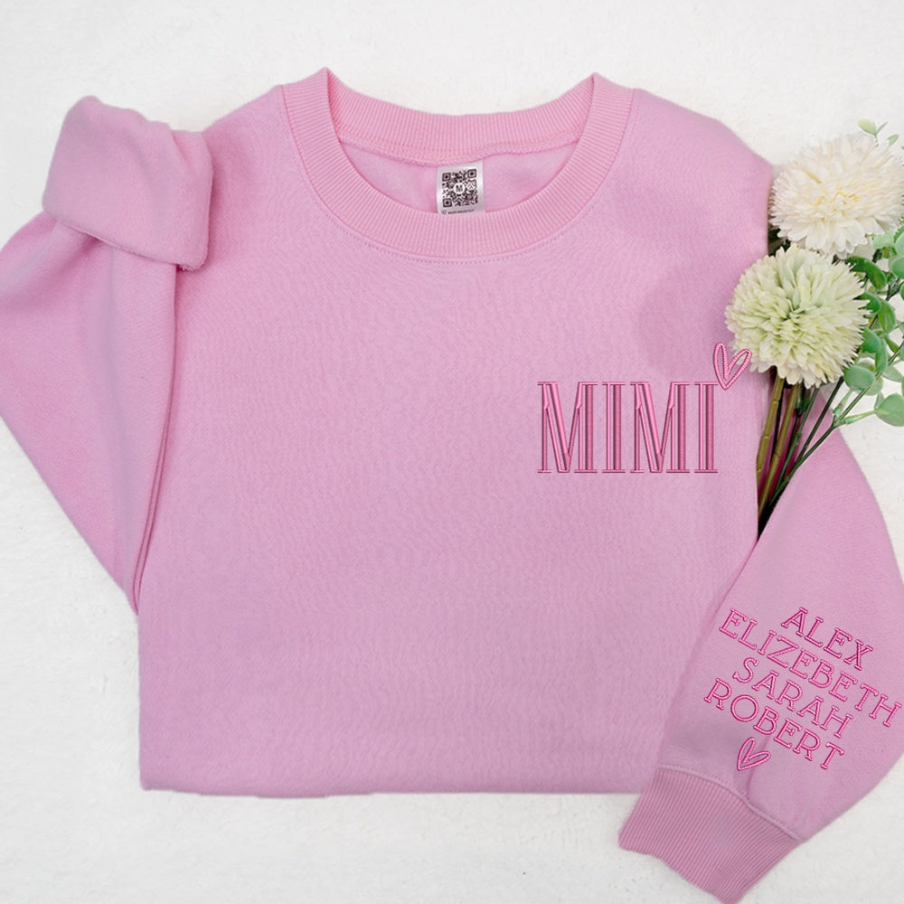 Embroidered Sweatshirt, Custom Embroidered Grandma Valentine Sweatshirt