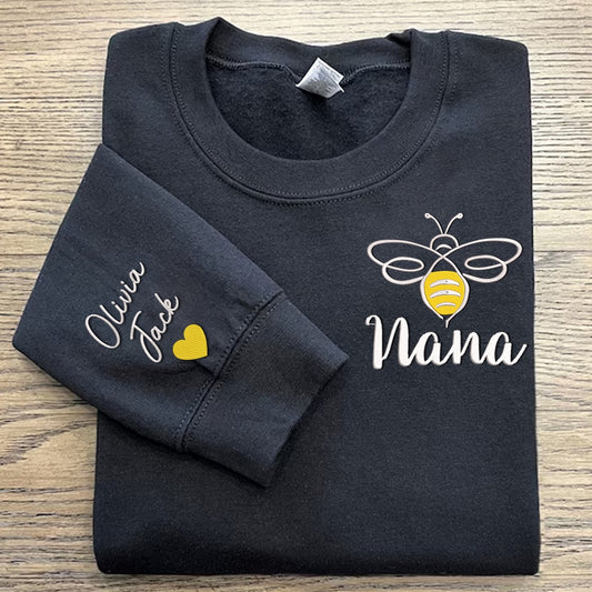Embroidered Sweatshirt, Custom Embroidered Nana Bee Sweatshirt