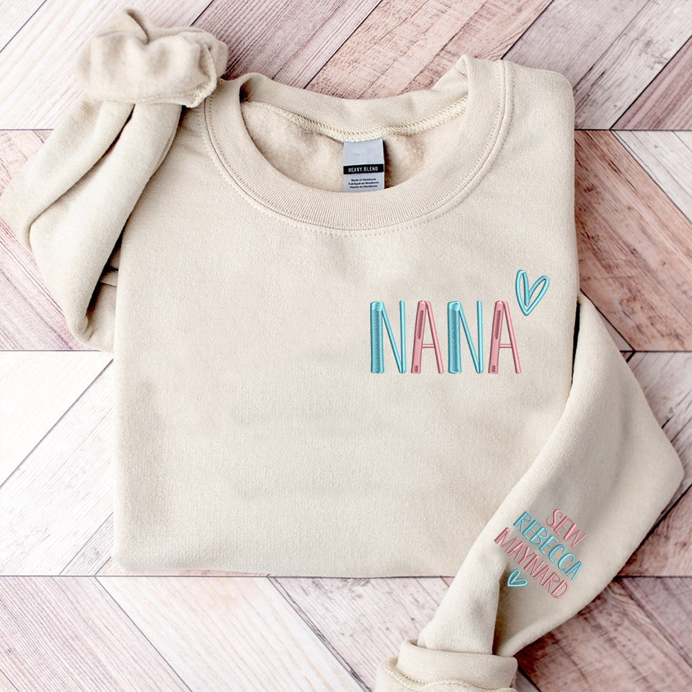 Embroidered Sweatshirt, Custom Embroidered Nana Color Sweatshirt