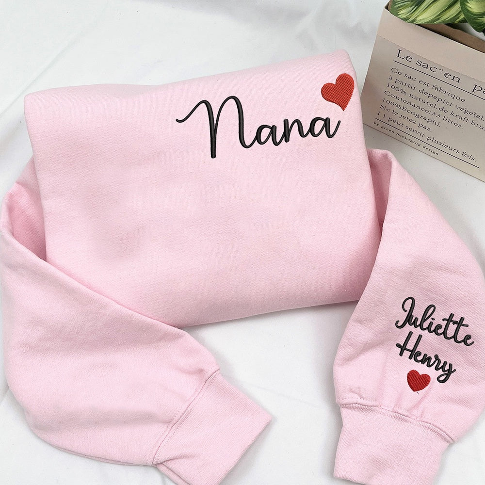 Embroidered Sweatshirt, Custom Embroidered Nana Trend 2024 Sweatshirt
