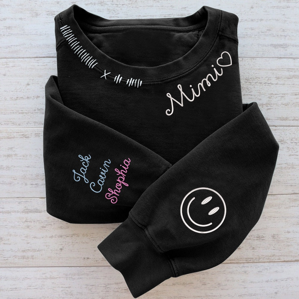 Embroidered Sweatshirt, Custom Hand Embroidered Mimi Sweatshirt