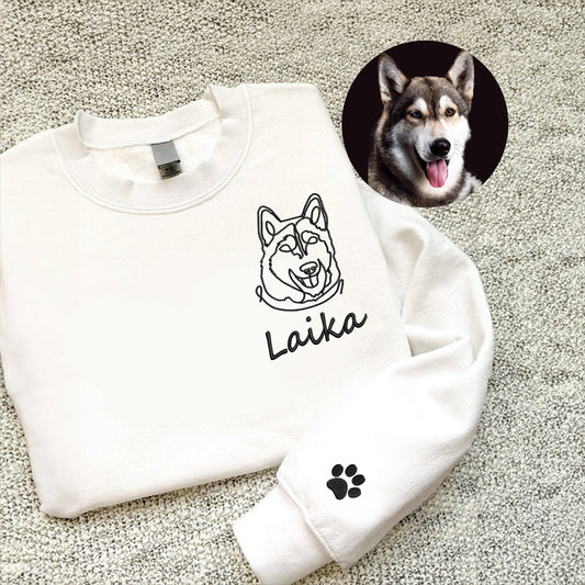 Embroidered Sweatshirt, Custom Pet Embroidered Sweatshirt, Custom Dog Portrait, Embroidered Sweatshirt, Custom Pet Gifts
