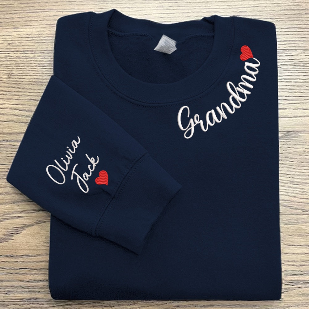Embroidered Sweatshirt, Custom Valentine Embroidered Grandma Sweatshirt