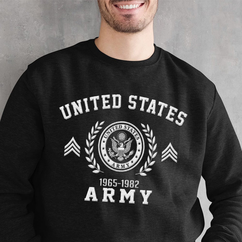Embroidered Sweatshirt, Customization US Veteran Embroidered Sweatshirt, Gift For Dad