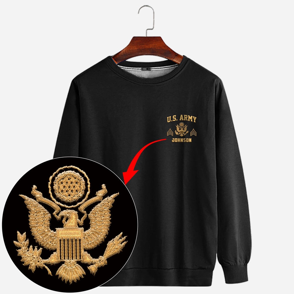 Embroidered Sweatshirt, Customized  Army Embroidered Sweatshirt, Gift For Dad