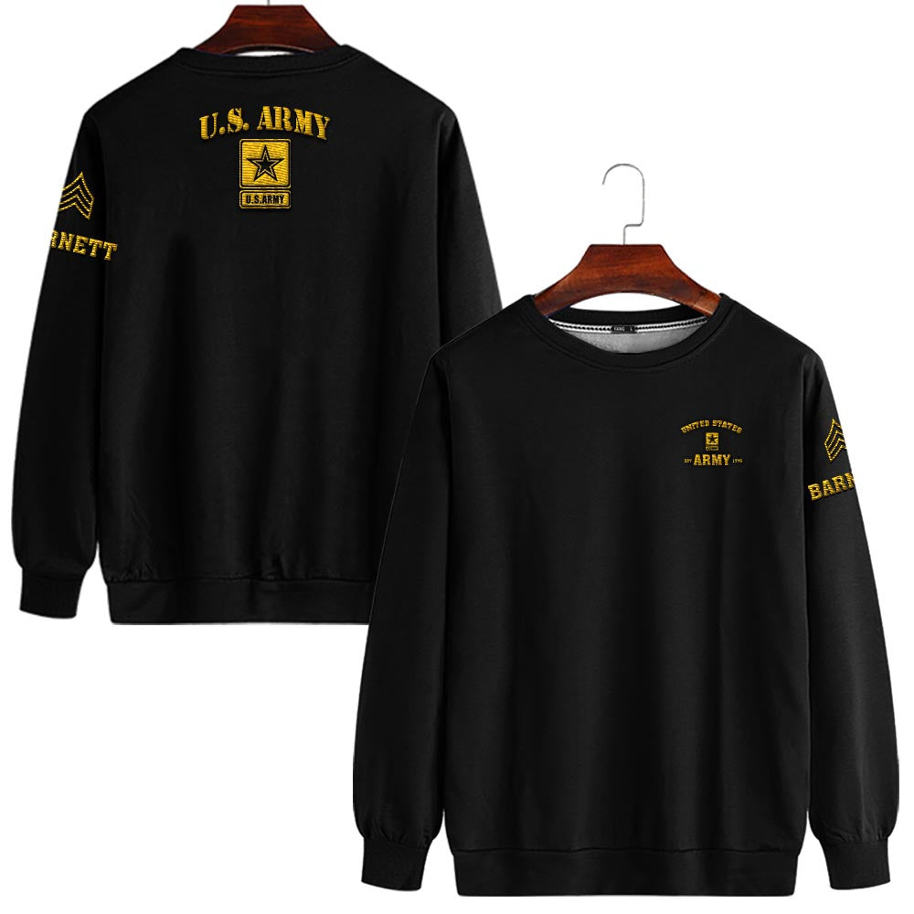 Embroidered Sweatshirt, Customized Army Insignias Embroidered Sweatshirt, Gift For Dad